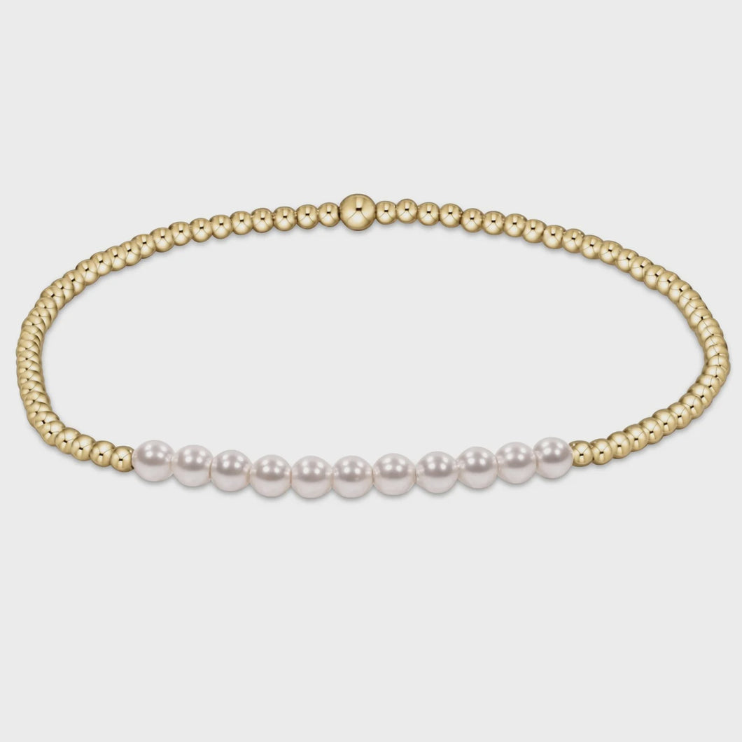 Gold Bliss 2mm Bead Bracelet - Pearl