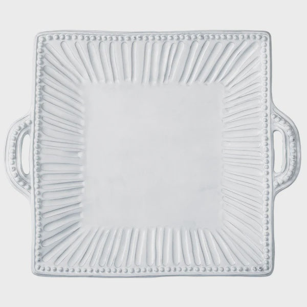 Incanto White Stripe Square Handled Platter