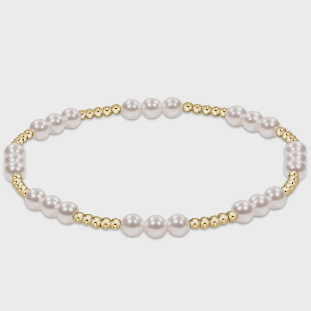 Classic Joy Pattern 4mm Bead Bracelet - Pearl