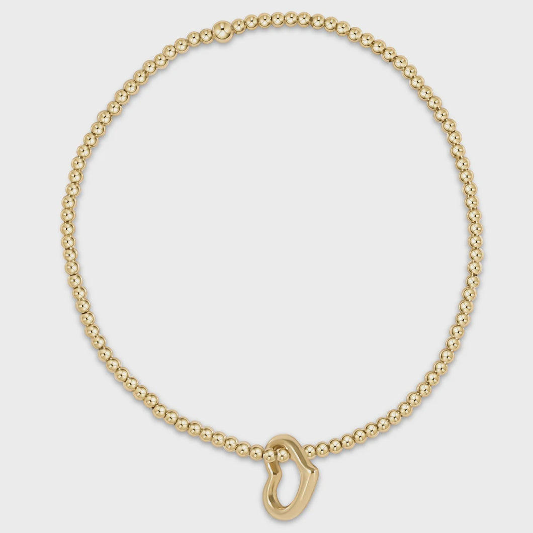 Classic Gold 2.5mm Bead Bracelet - Love Gold Charm