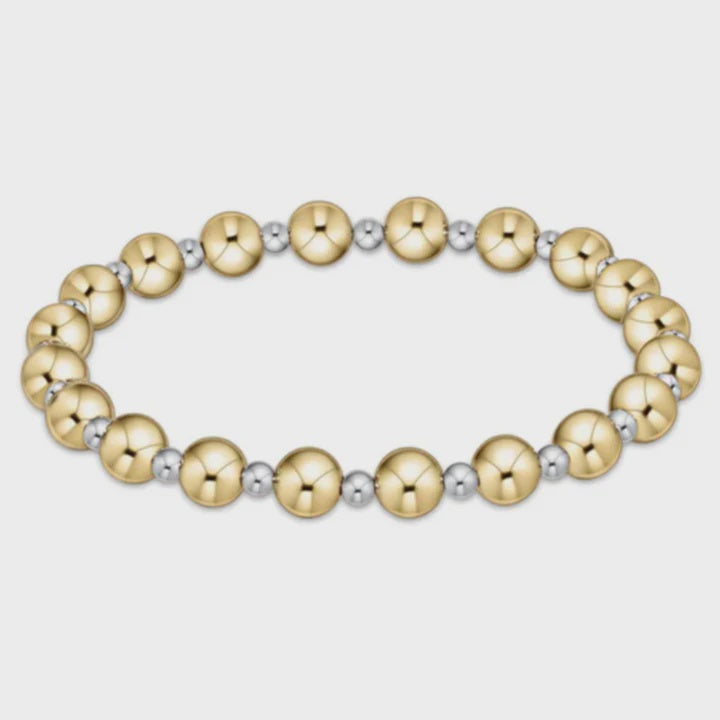 Classic Grateful Pattern 6mm Bead Bracelet - Mixed Metal