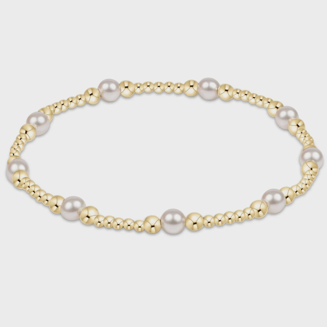 Classic Purpose Pattern 4mm Bead Bracelet - Pearl