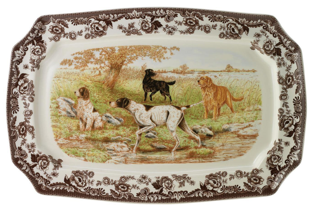 Woodland Rectangular Platter Dog Scene