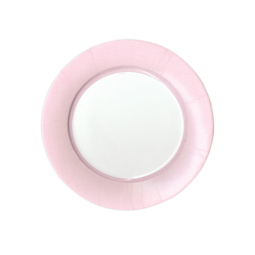 Linen Border Paper Salad & Dessert Plates in Petal Pink - 8 Per Package