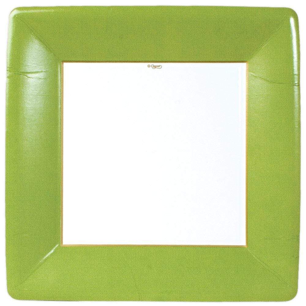 Grosgrain Square Paper Dinner Plates in Moss Green - 8 Per Package