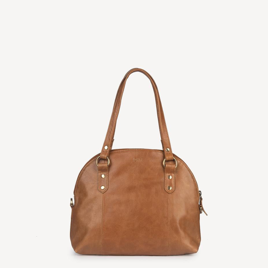 Half Moon Handbag in Camel Leather
