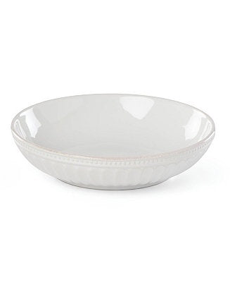 French Perle Groove White Pasta Bowl