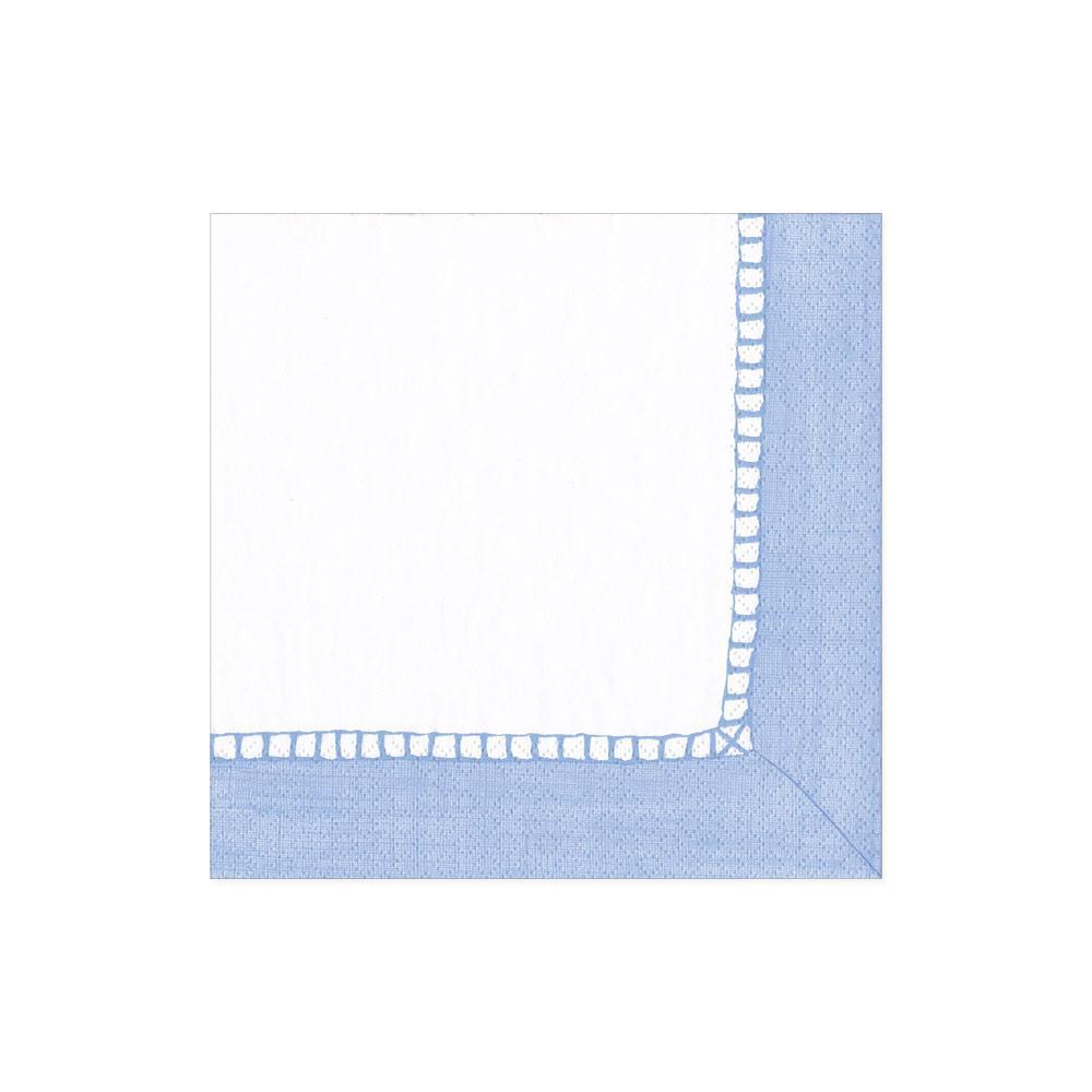 Linen Border Paper Cocktail Napkins in Light Blue - 20 Per Package